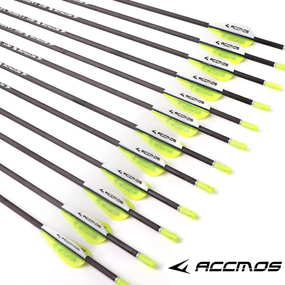 ACCMOS 12 pz Concurso Flechas de Práctica ID 3,2 mm 40T Flecha de Carbono Spine 350 400 450 500 550 600 650 700 750 800 850 900 1000 Tiro al Arco Flechas