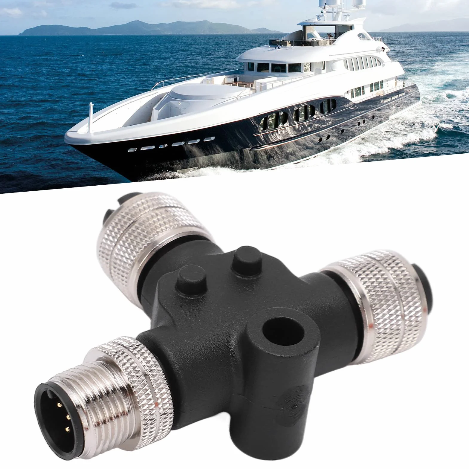 aqxreight Conector en T para NMEA 2000 con Rosca de 5 Pines IP67 Resistente al Agua Compatible con Redes Simrad B G Navico y para Instalaciones Marinas Profesionales