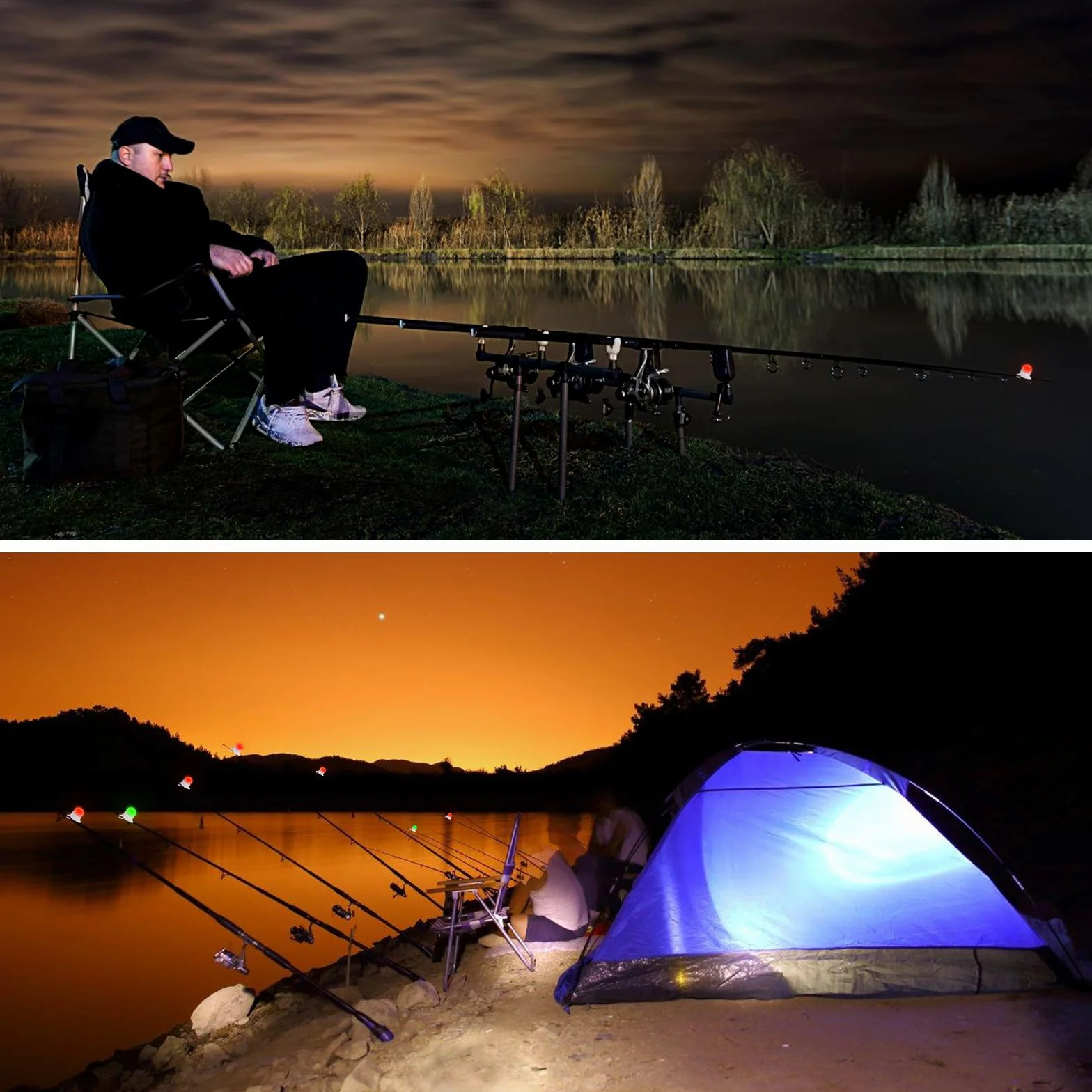Vegena 10 indicadores electrónicos de picada de pesca con indicador luminoso LED, alarma de mordida para pesca