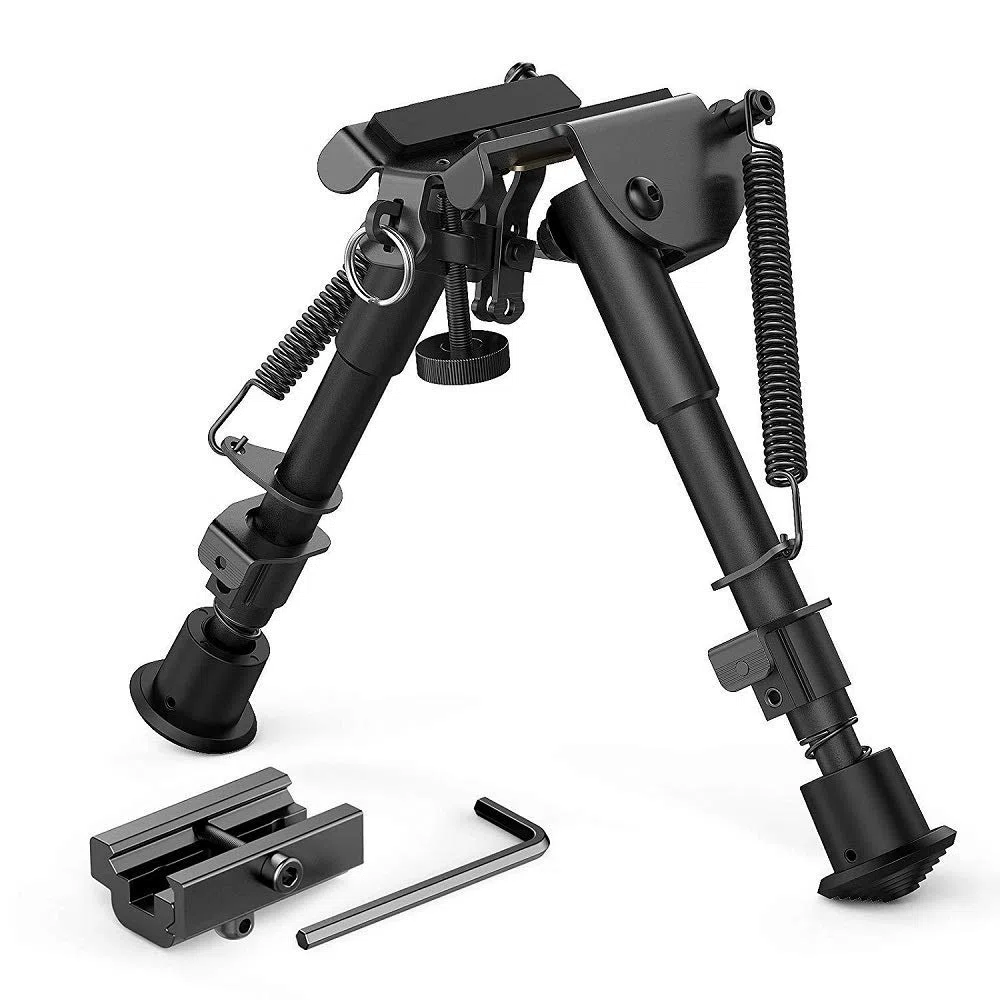 Gocheer Rifle de Aire de precisión Bípode telescópico Ajustable de 6-9 Pulgadas con Marco de Soporte retráctil de Retorno por Resorte Instalación de 20 mm, Accesorios de actualización Negro Caucho
