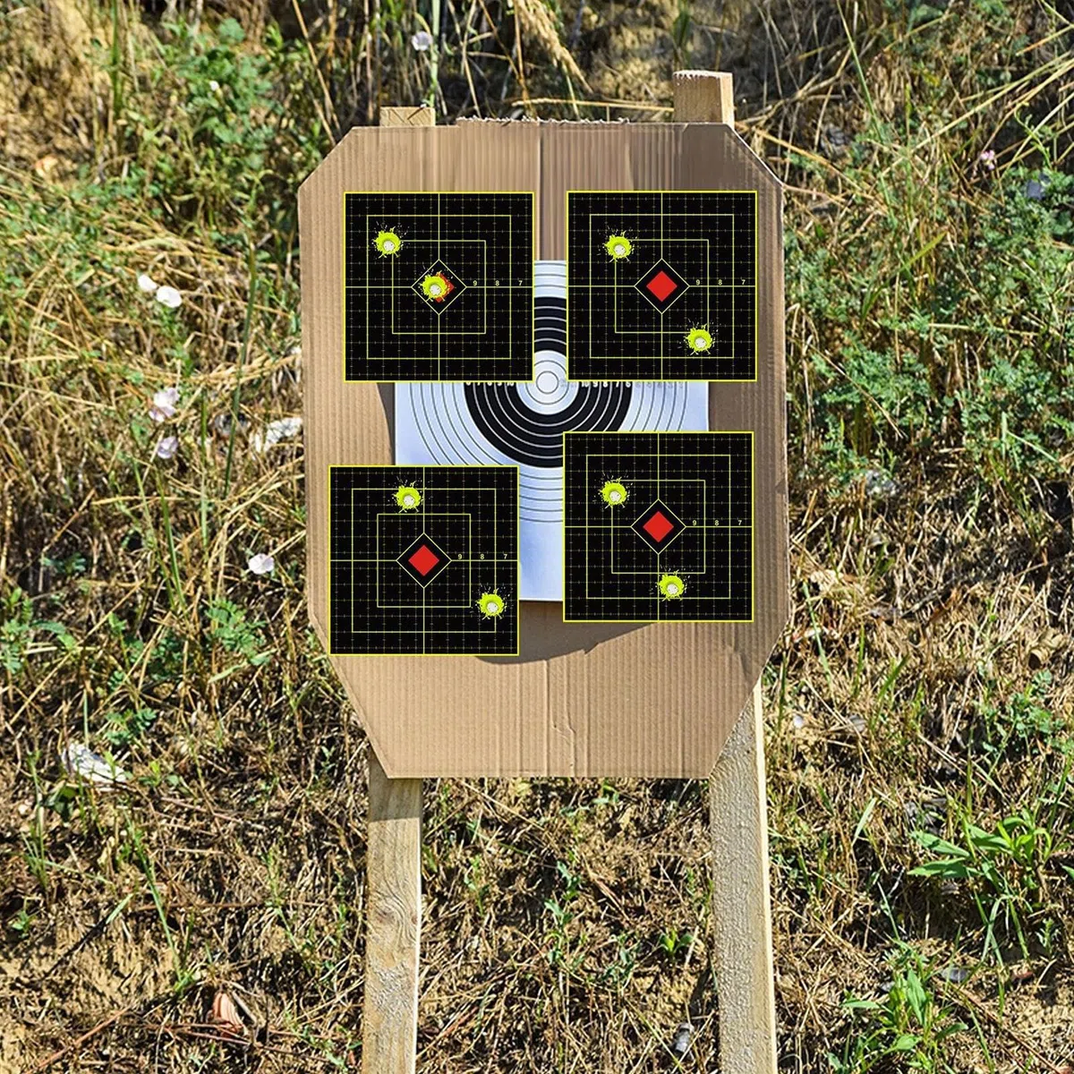 Range Targets Splatter - 100 hojas de calcomanías reactivas de diana | 6 pulgadas adhesivas reactivas amarillas fluorescentes para práctica de tiro con arco, puntos de objetivo autoadhesivos