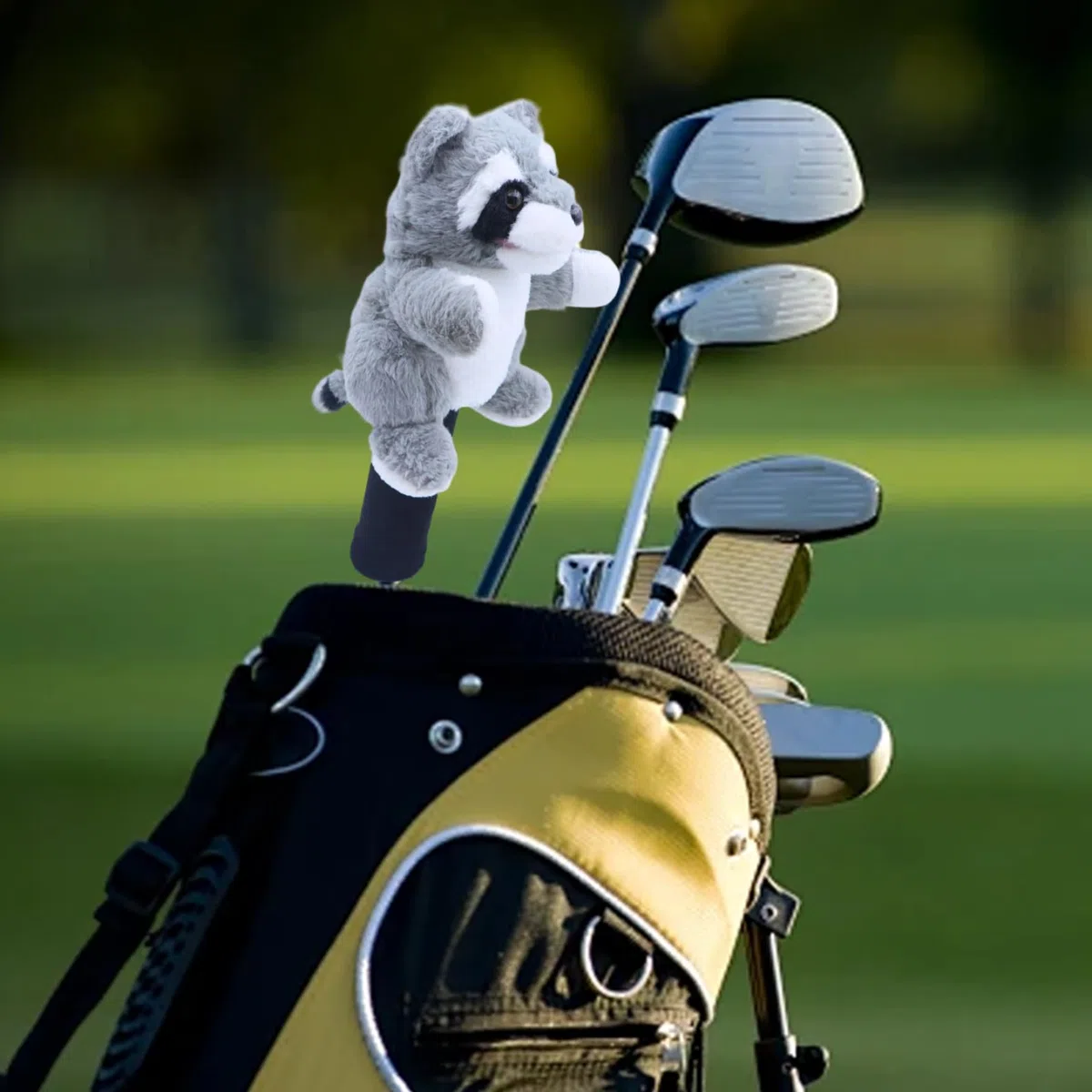Jorzer Divertidas Fundas para Palos de Golf, adorables Fundas de Peluche de Mapache para Palos de Golf, Suaves para Driver para Hombres y Mujeres..
