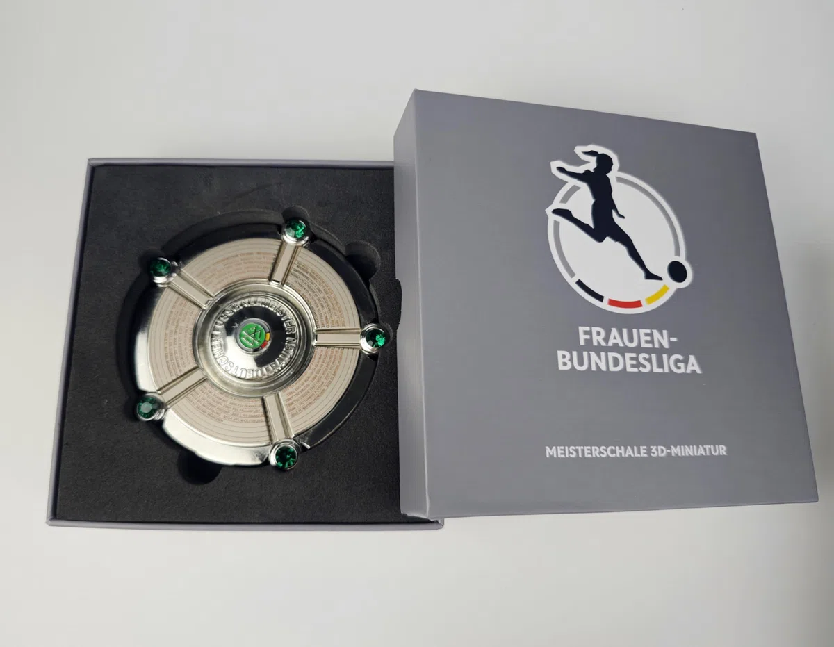 DFB Mujer Bundesliga Maestro 100 mm Metal | Licencia Oficial DFB | Caja de regalo y holograma Certificado de autenticidad | Grabados maestros | Exclusivo Trofeo de Fútbol