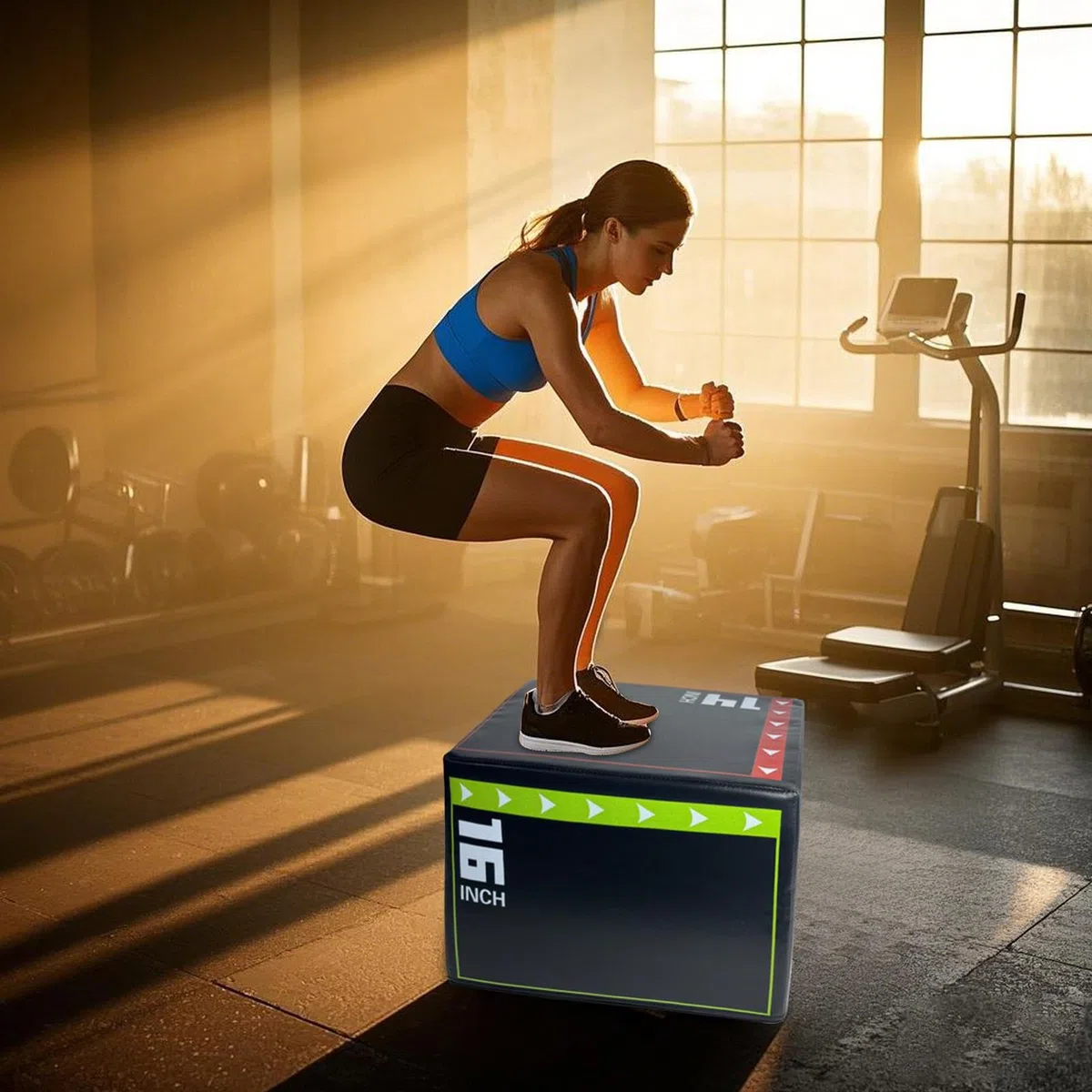 Caja de salto pliométrica multifuncional a prueba de golpes, refuerzo acolchado para gimnasio, entrenador de saltos, estructura de núcleo suave de 13.7 x 11.8 pulgadas con agarre estable, bloque de