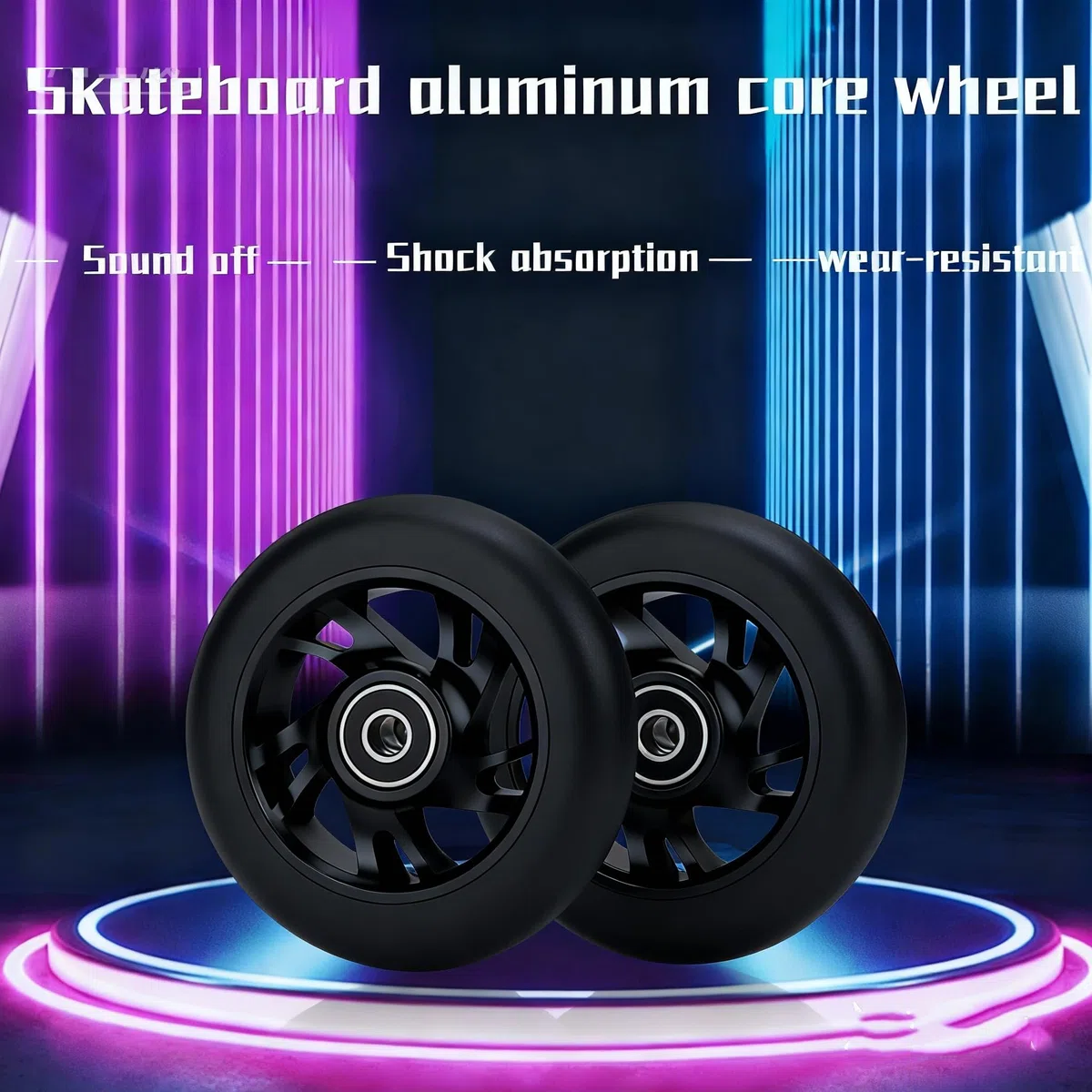 Ruedas Pro Stunt Scooter de 100 mm con Rodamientos ABEC 9 Compatibles, 2 Piezas Ruedas de Patinete Scooter, Compatibles con Razor/Apollo/Cox Swain y la Mayoría de los Scooters (Negro)