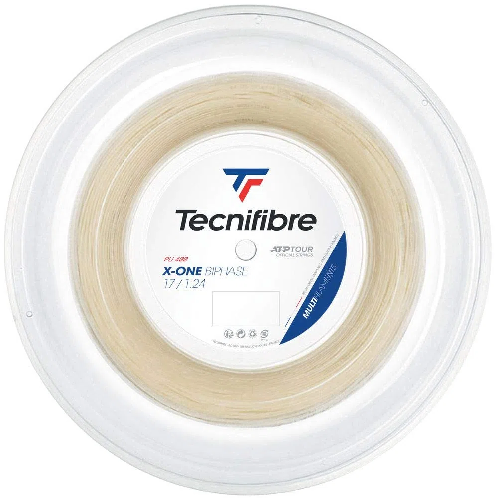 Tecnifibre Bobine 200 M-X-One BIPHASE - Cuerda de Tenis para Adulto, Natural, 1,24/200 m