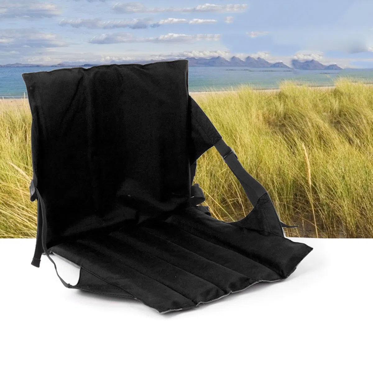Cojín del Estadio: Asiento de Asiento con Respaldo, Asiento Plegable de grada con Bolsillo de Malla liviano, Silla de Piso Multifuncional para Interiores o Exteriores