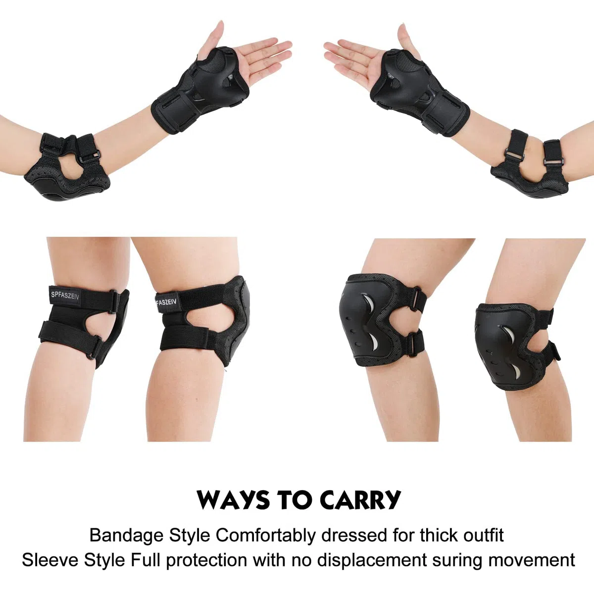 Protecciones Set para Niños Adultos, 6pc Patinaje Rodilleras para Niños Rodilla Codo Rodilleras Ajustables Protección para Patinetas, Scooter