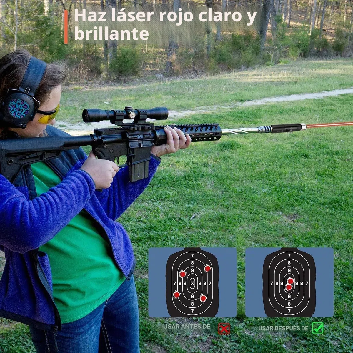 KinZon Kit de mira con puntería láser rojo Bore Sighter para Calibre de 0.17 a 0.54 para mira y arma de mano, Airsoft