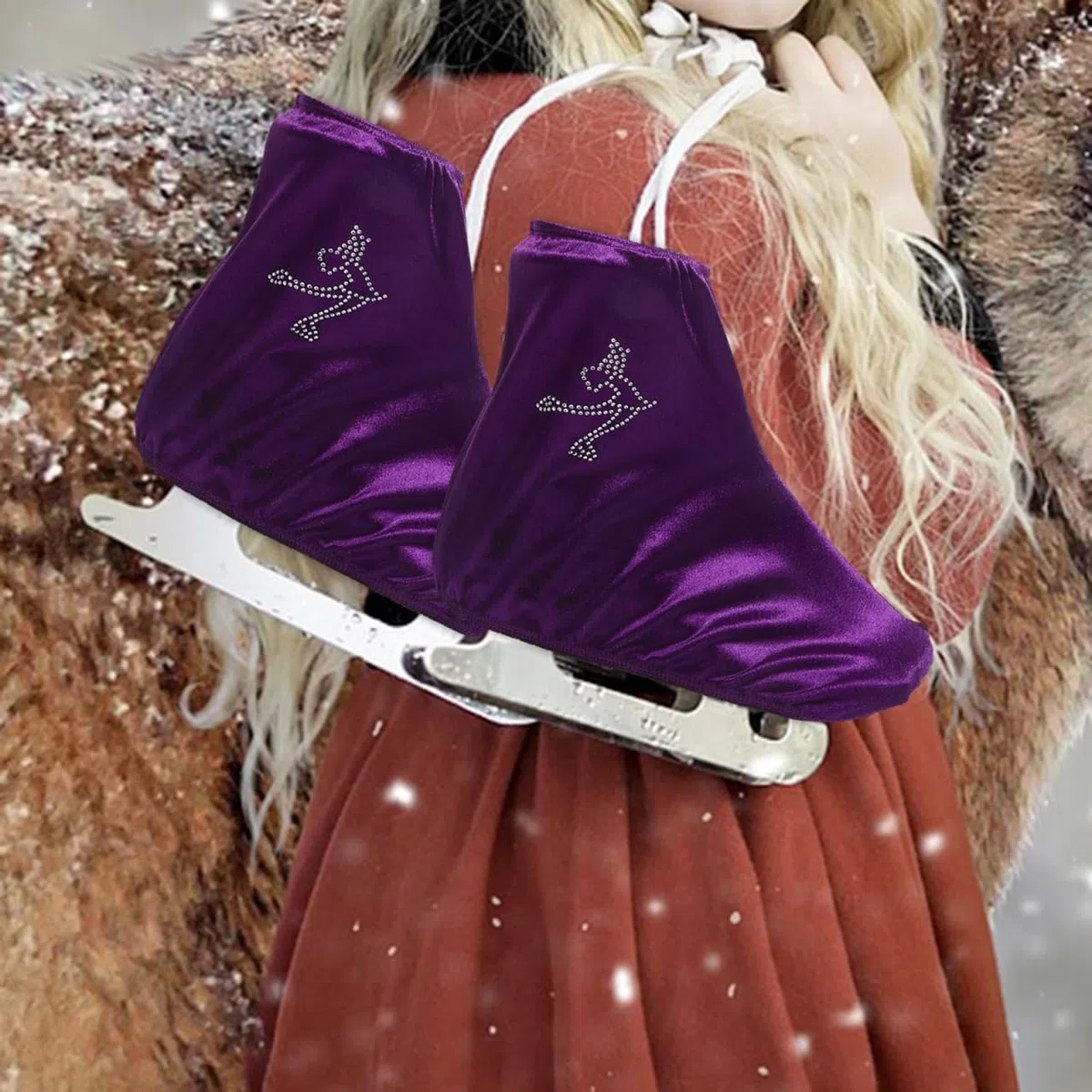 Abaodam Fundas Elásticas Resistentes para Botas de Patines Cubre Botas de Hielo y Artístico Protección Duradera para Patinaje un Color Púrpura Talla