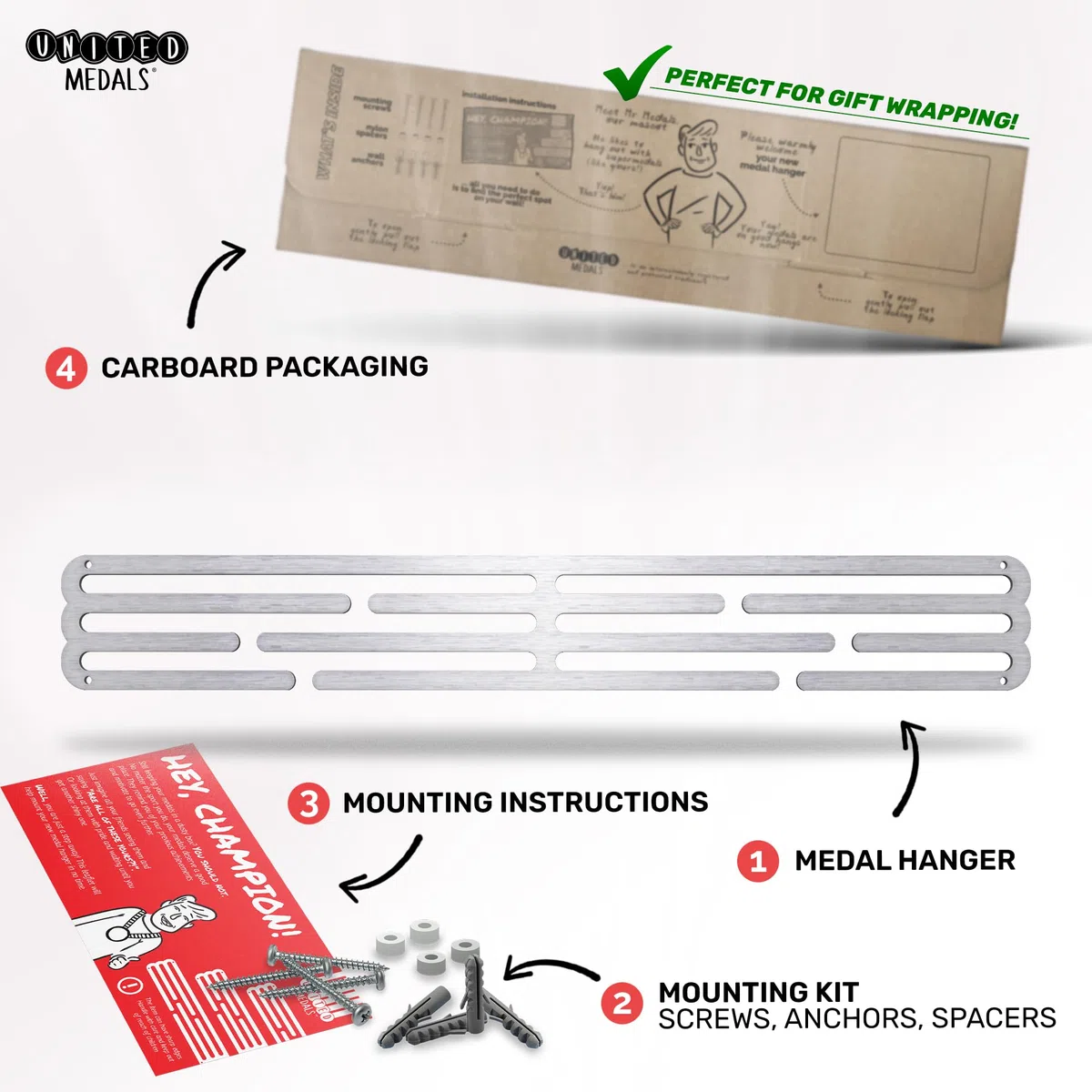 Colgador de medallas – Soporte de acero inoxidable