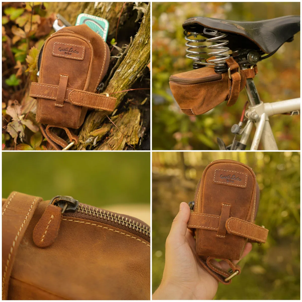 Gusti Bolsa para sillín Cuero - Gino B. Bolso de Herramientas de Bicicleta Bolsa de Herramientas marrón Vintage