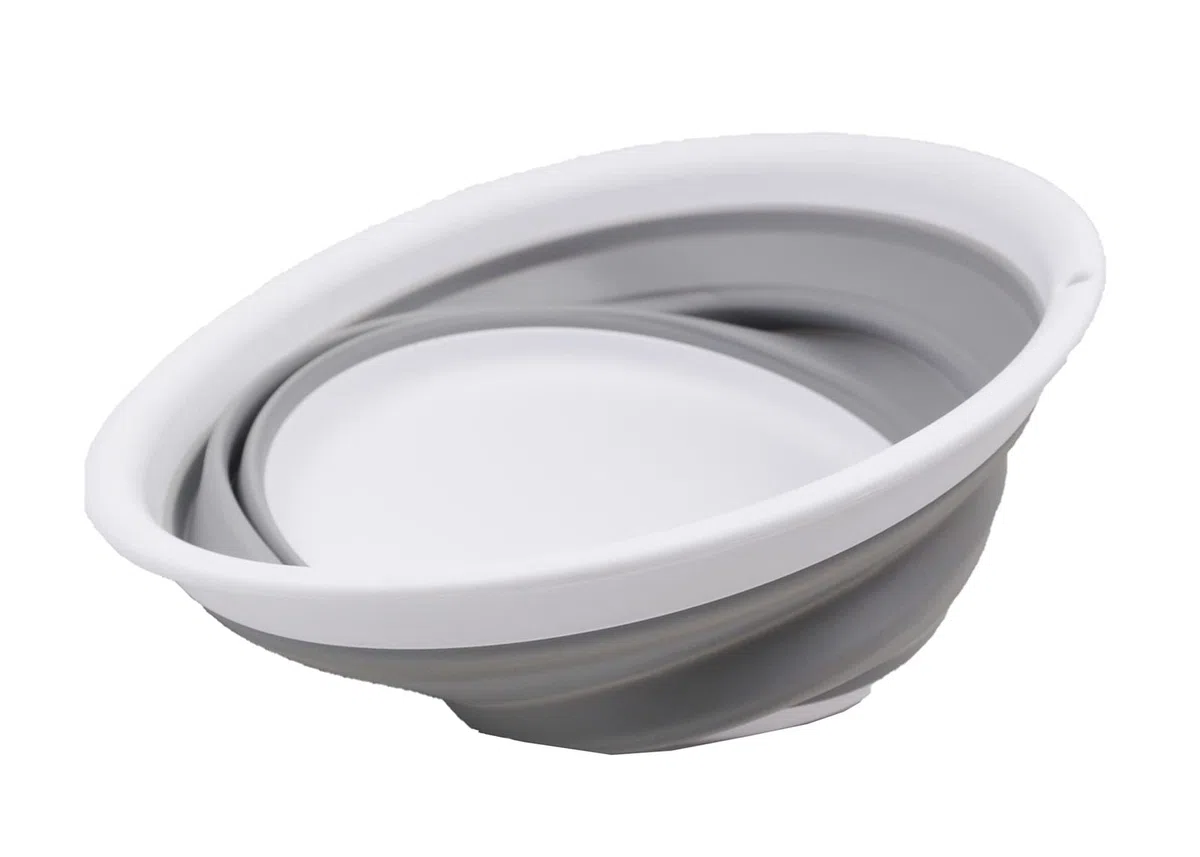SAMMART Tina plegable de 5,5 L, cubeta plegable, lavabo portátil, bañera de plástico que ahorra espacio (blanco/gris, 1)