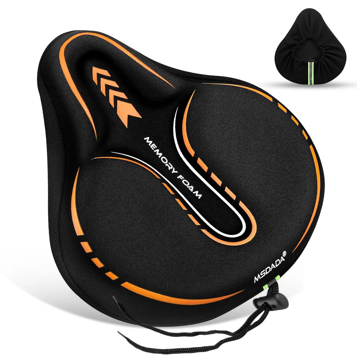 MSDADA Aumento Funda de Gel para Sillín de Bicicleta para Hombres y Mujeres Suave Cómodo Transpirable Ancho Funda de Gel para Asiento de Bicicleta para Bicicleta de Montaña Carretera(Naranja)