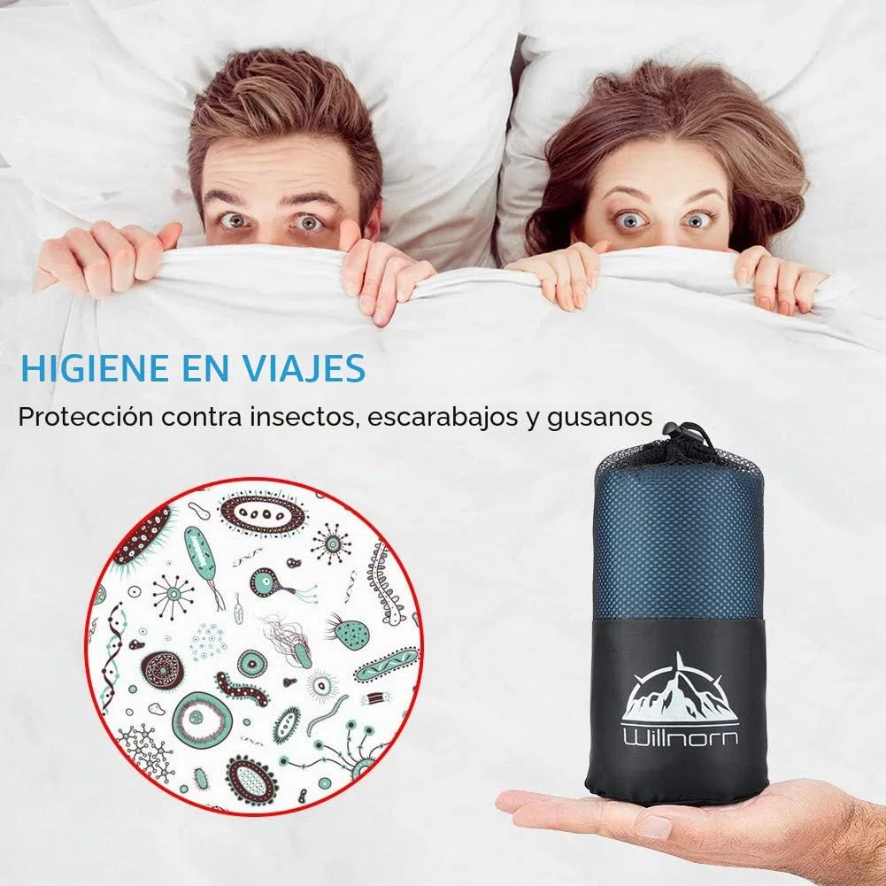 Saco Sabana de Dormir - Suave y Ligero, 220x95cm - Facil de Transportar y Cuidar cabaña Saco de Dormir, Ideal como Sabana Saco para Camping, Hostales, Hoteles y Viajes de Verano.