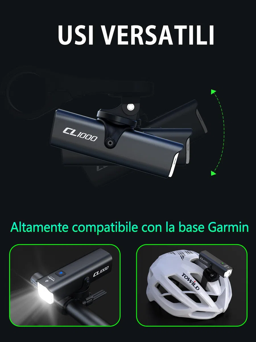 towild CL600/CL1000 Luz Bicicleta, 600/1000 Lúmenes Inteligente Luces Delantera Bicicleta LED para Desplazamiento, Recargable Impermeable IPX6 para Conducción Nocturna, 2600/4000 mAh