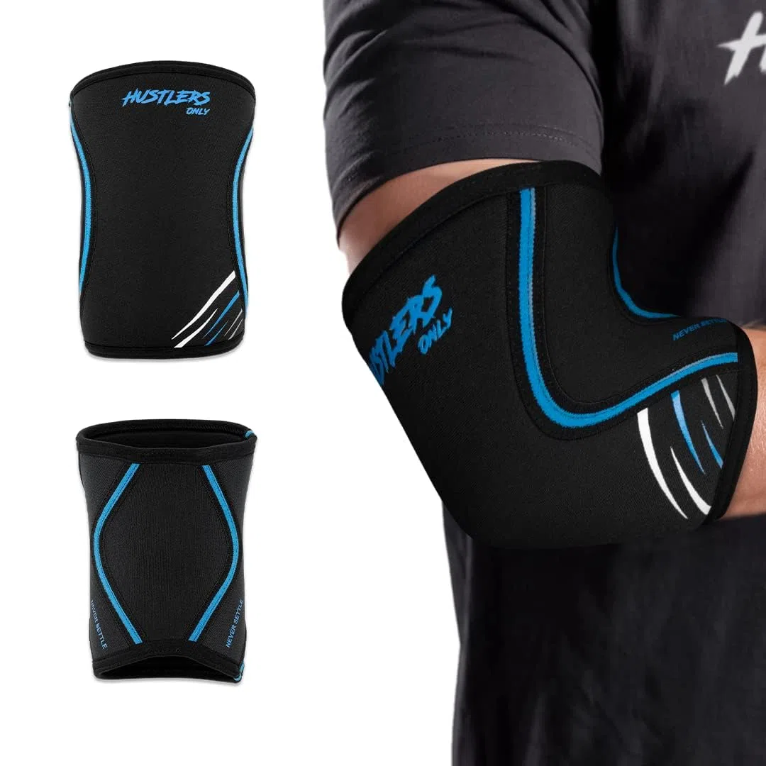 Hustlers Only 7mm Elbow Sleeves For Weightlifting, Gym Workout, Powerlifting, Fitness & Training (S, Black)