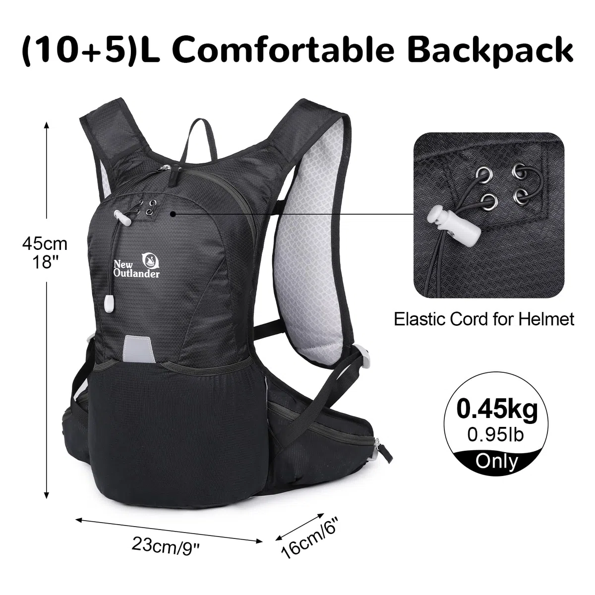12L Mochila Bicicleta, Mochila Ciclismo MTB Ligera, Mochila Montaña Moto para Camping, Mochila Hidratacion Deportiva Esquí para Senderismo Correr Escalada Maratón, Negro