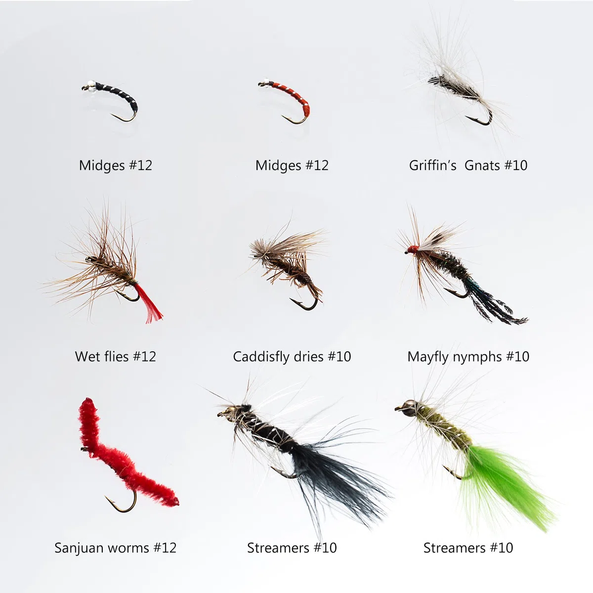 BASSDASH Kit de Moscas de Pesca con Mosca, Surtido de Moscas, Pesca de lubina con Caja de Moscas, 36/64/72/76/80/96 Piezas con Moscas secas/húmedas, ninfas, serpentinas, Popper