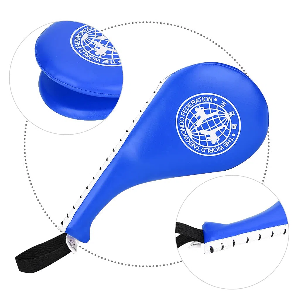 BORDSTRACT Taekwondo Kick Pads, Paquete De 2 De Cuero PU Y Acolchado De Esponja De Alta Densidad Kickboxing Striking Pad, Equipo De Entrenamiento para Karate, TKD, Artes Marciales, Dojo(Blue)