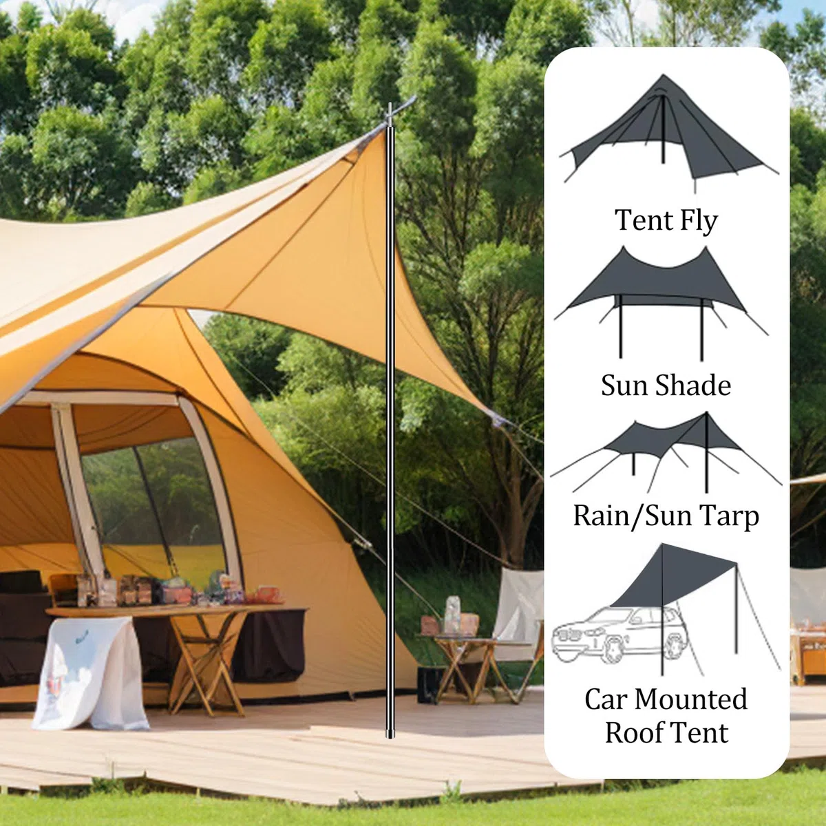 Postes de Lona de Camping, 2 Ajustable Barras Telescópicas para Toldo Camping, Postes de Repuesto para Toldo Varillas Tienda Campaña para Tienda de Campaña, Lona