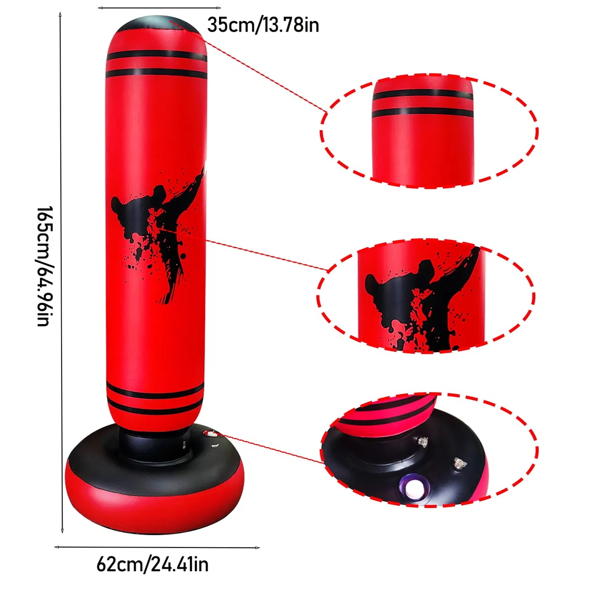 Saco de Boxeo Adolescente 14 Años o más Saco de Boxeo de Pie, Bolsa de Boxeo Inflable Estable para Karate, Kickboxing, MMA, Regalo Ideal para Adolescente