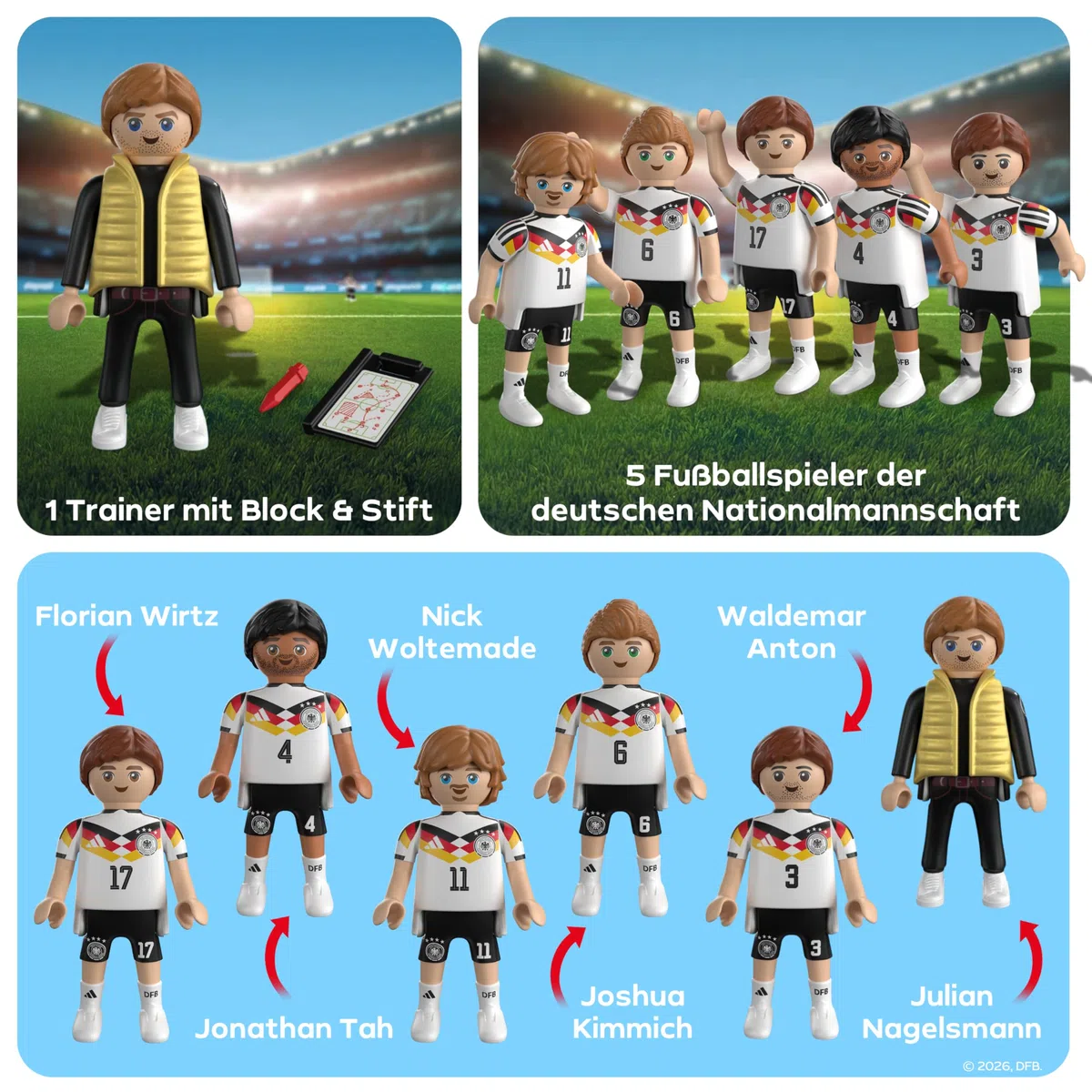 PLAYMOBIL | DFB | Juego de Jugadores 1 | Figuras de fútbol | Juego de fútbol | 210449
