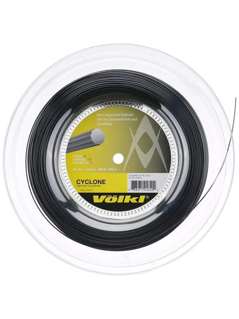 Volkl Cyclone Cordage - Raqueta para adulto, unisex, color negro, 200 m