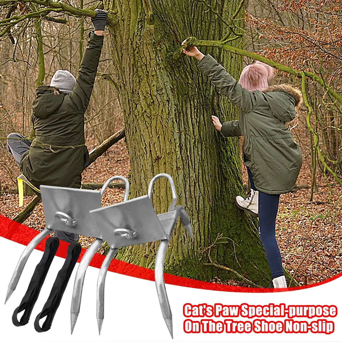 Garas de trepador de árboles, Zapatos de trepadora - Equipo portátil de Garra Gato | Pedal de la Rejilla de Seguridad Anti-Slip, Equipo de Zapatos con Polos, Equipo multipropósito para