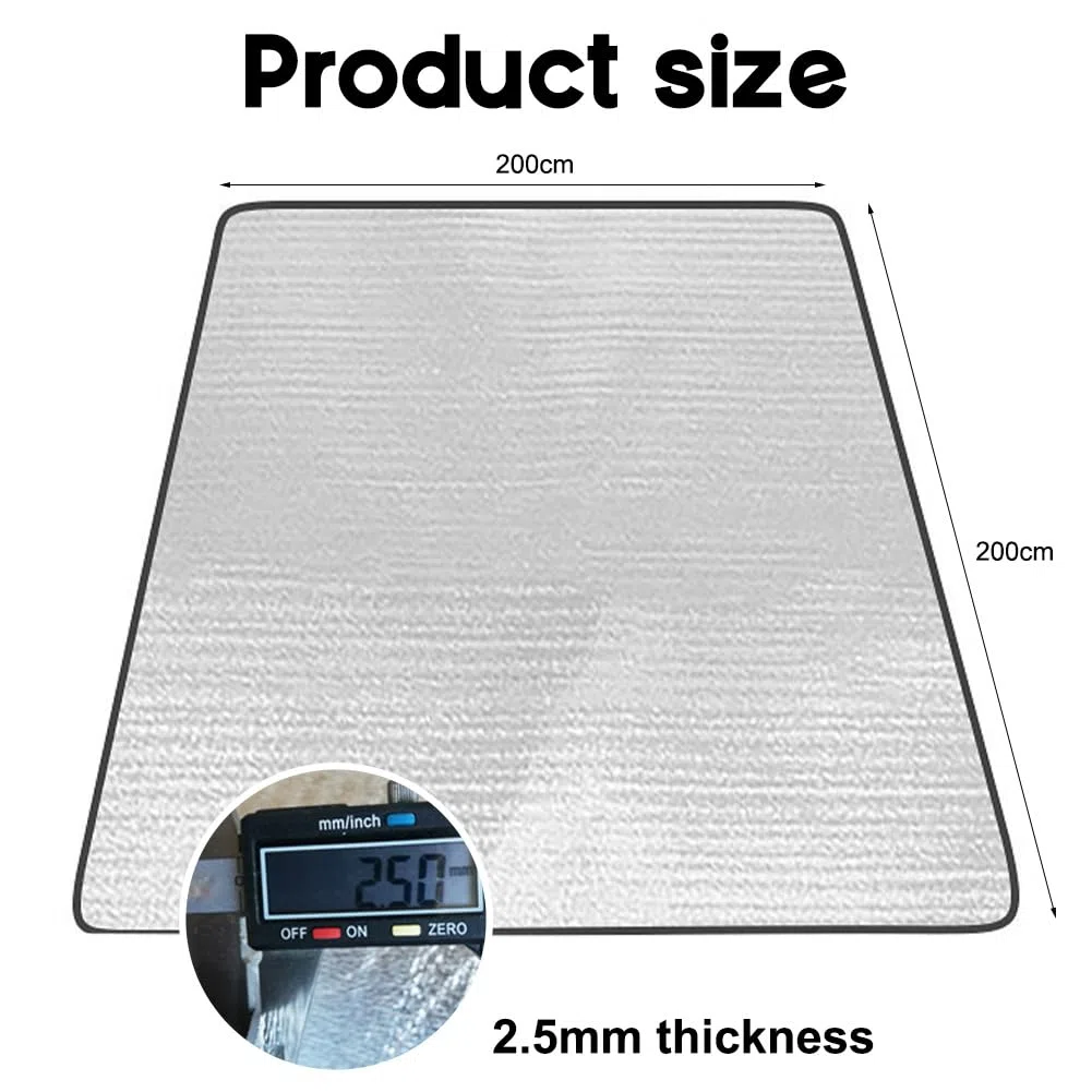 LOMUG Esterilla aislante de aluminio, 200 x 200 cm, para camping, plegable, ultraligera, para camping, para camping, color plateado