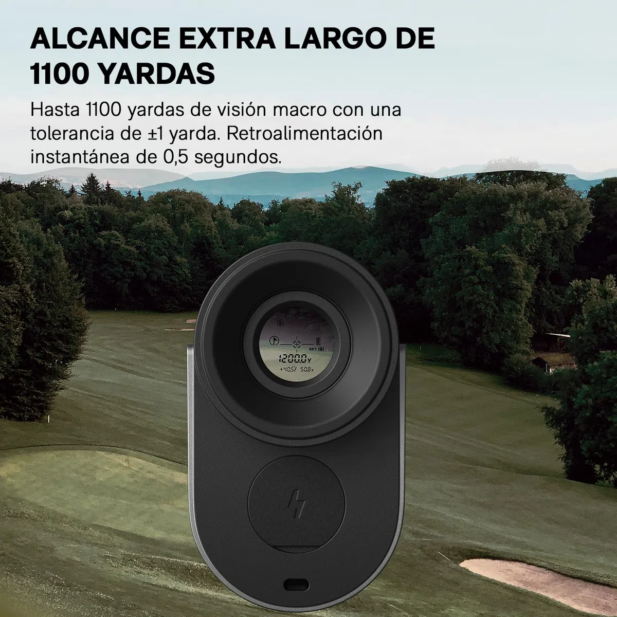 HOTO Telémetro de Golf, 1100Yardas/1000M, Medida 0.5s, Compensación de Ángulo y Bloqueo de Asta de Bandera, Medición Continua, Telémetro de Aumento 6X con Ventosa Magnética, Carga Tipo C, IPX4