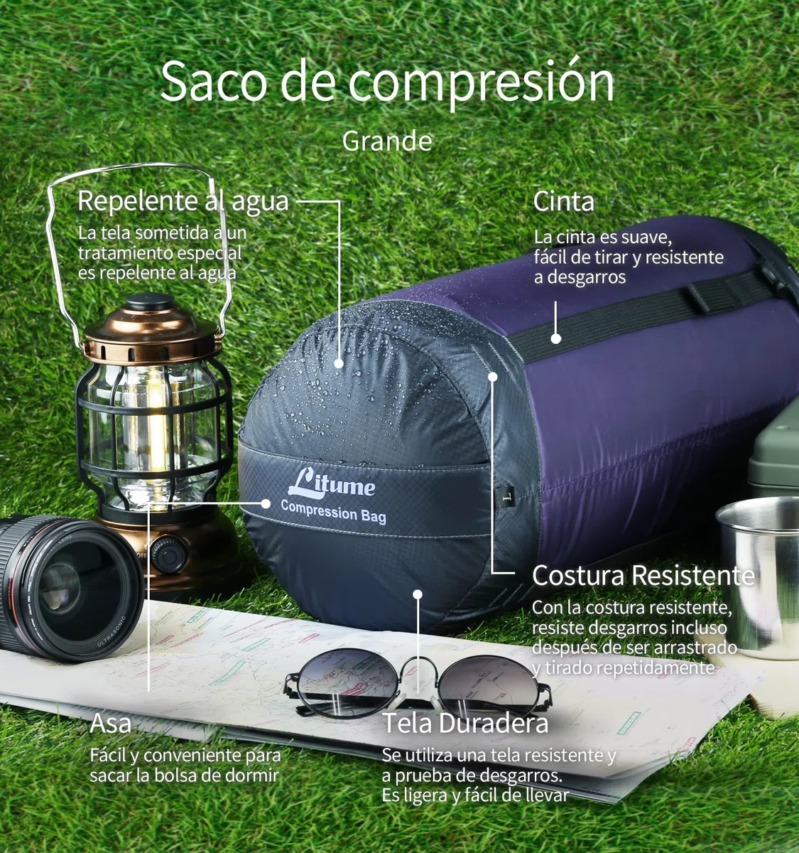 Litume Saco de compresión 6L/8,5L/10L/13L/16L Resistente al Agua, Ligero, Saco de Dormir de compresión con Cierre de cordón para Camping, Senderismo, Mochilas