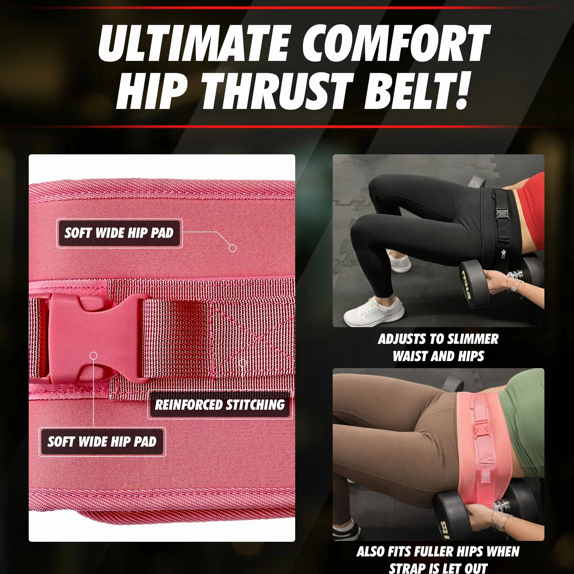 Cinturón Para Hip Thrust Con Carga Hasta 30 kg Por Lado, Cinturón Para Mancuernas y Pesas Rusas Para Ejercicios de Glúteos, Puente de Glúteos, Plancha y Flexiones, Unisex