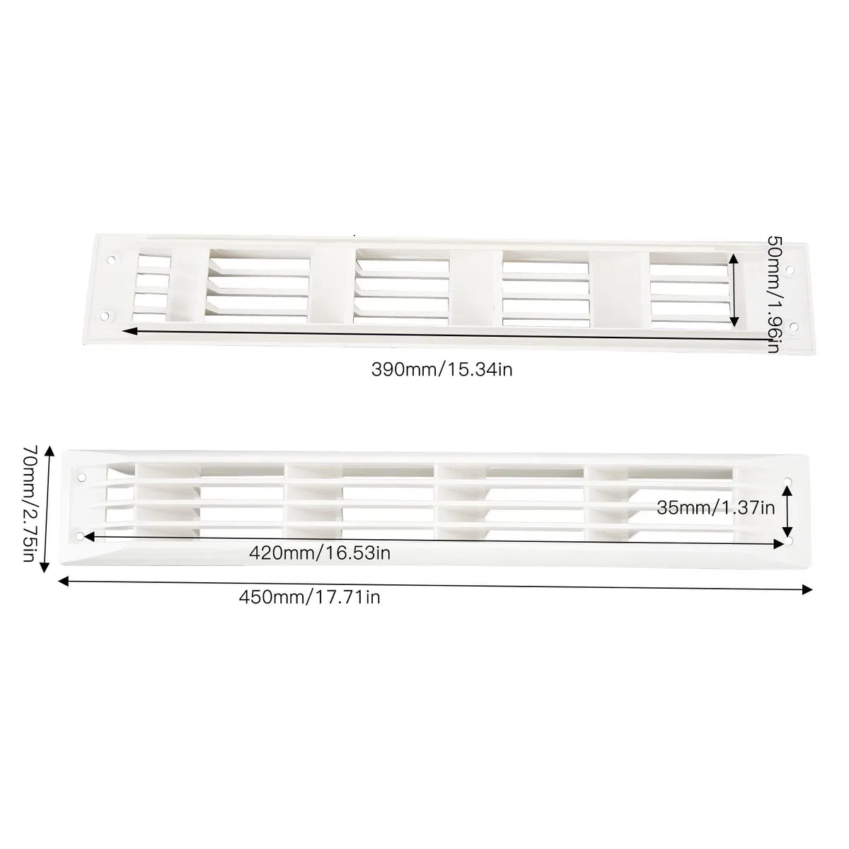 1 Par Rejilla de Ventilación de Persiana Marina Alargadas de Aire Caravana | 45 *7 cm Cubierta de Rejilla de Ventilación Rectangular Casas Rodantes y Yates Intercambio de Aire Cubiertas Barco Marítimo