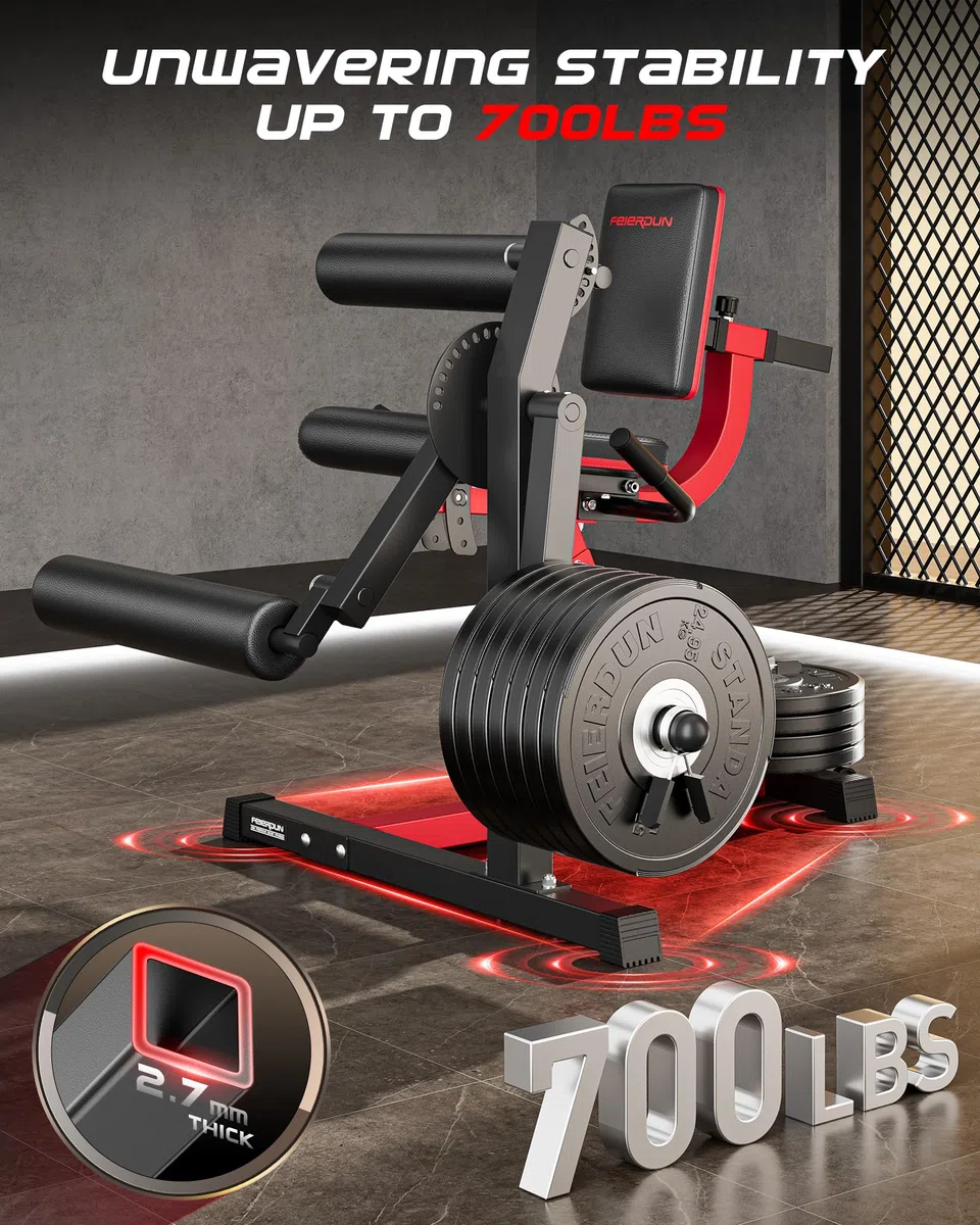 FEIERDUN Máquina de extensión y rizo de piernas ajustable 3 en 1, máquina de extensión de piernas de 600 libras de capacidad para entrenamientos de la parte inferior del cuerpo, máquina de rizar