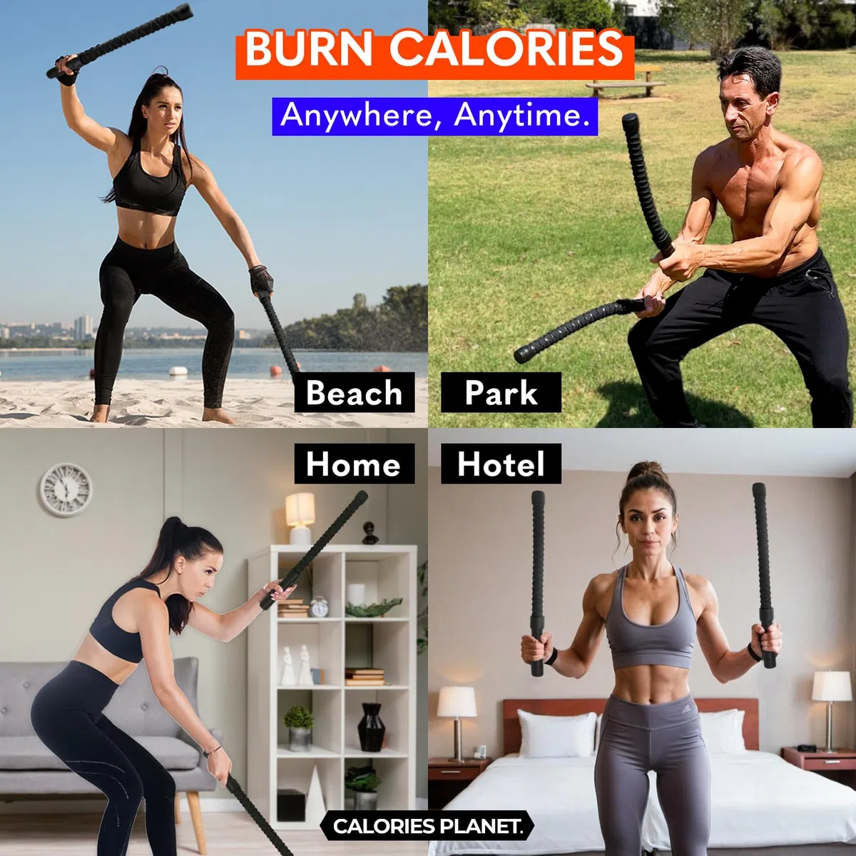 1 cuerda de batalla sin cuerda para gimnasio en casa, entrenamientos HIIT, entrenamiento cardiovascular de bajo impacto
