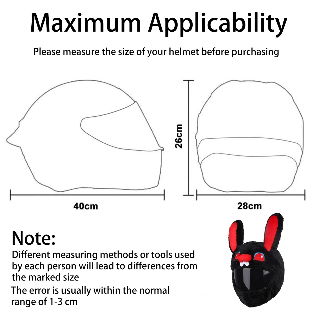 Cubierta Del Funda Casco Moto Del Conejo Negro, Cubierta Del Funda Para Casco Del Animal Dibujos Animados, Cubiertas Protectoras Cascos Resistentes a Arañazos, Accesorios Cascos Moto Interesantes