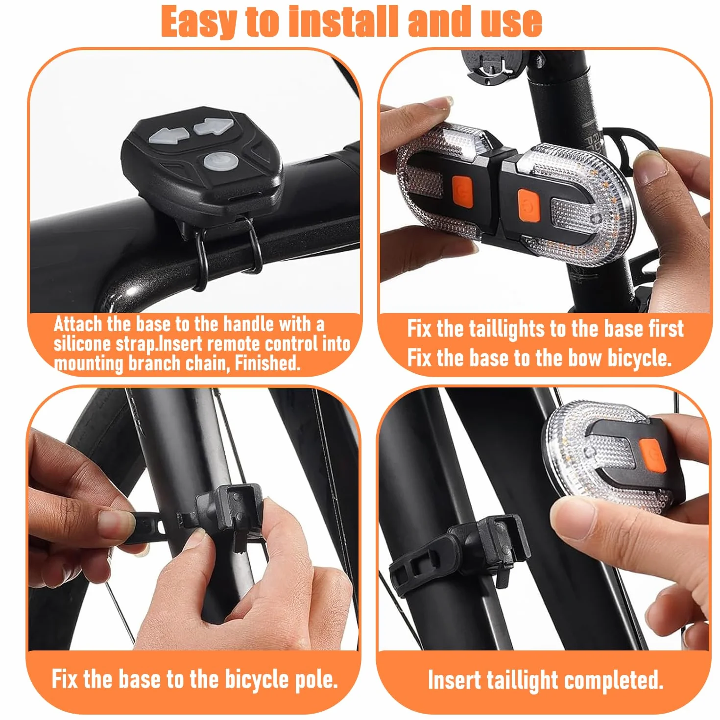 Luz LED de Control Remoto Señal de Giro, Lu-z Trasera para Bici-cleta con señal de Giro, L-uz Trasera LED de Bicicle-ta Recargable por USB, Luz Tras-era de Bicicleta, Bicicleta d Intermitente, Negro