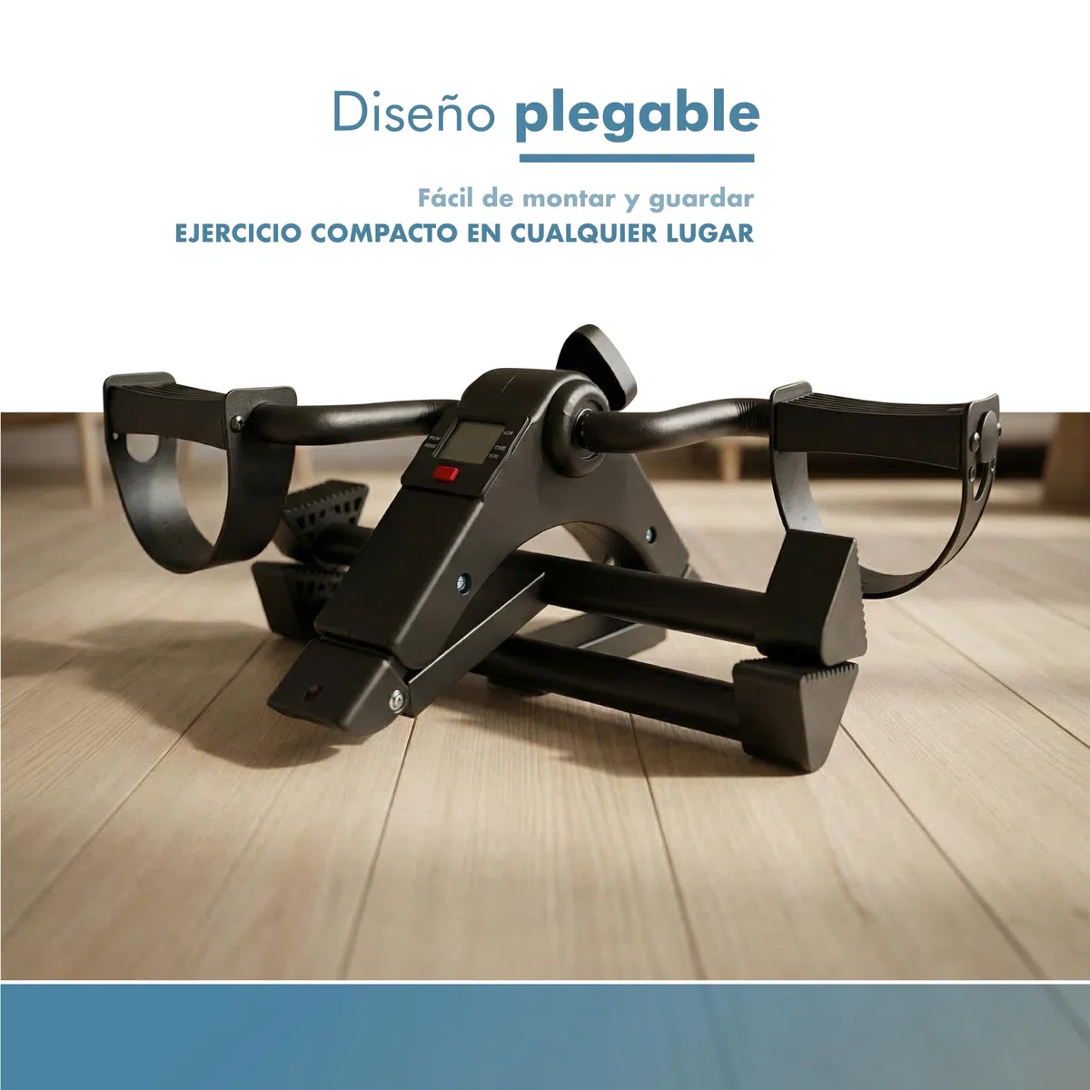 PORTENTUM Pedales estaticos Personas Mayores con Base Mejorada y Esterilla Antideslizante – Plegable con Pantalla LCD – Pedaleador Brazos y piernas con Resistencia Ajustable para Ejercicio en casa