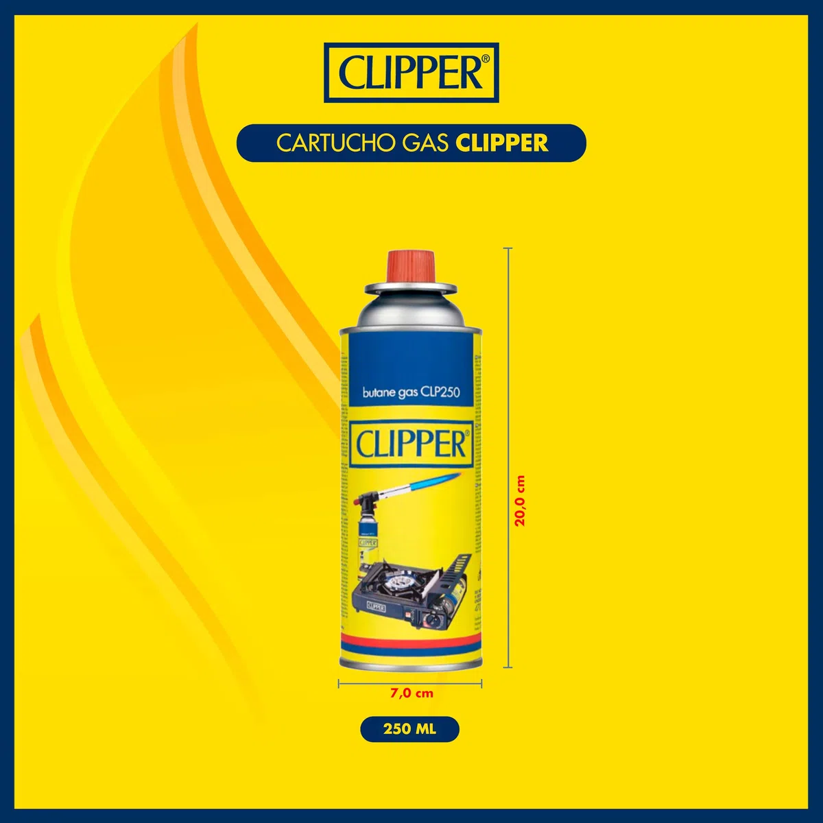 Clipper - Cartuchos de 400ml de Gas Universal para Dispositivos de Fuego | Válvula GLP250 | Camping Gas, Estufas, Sopletes y Cocina