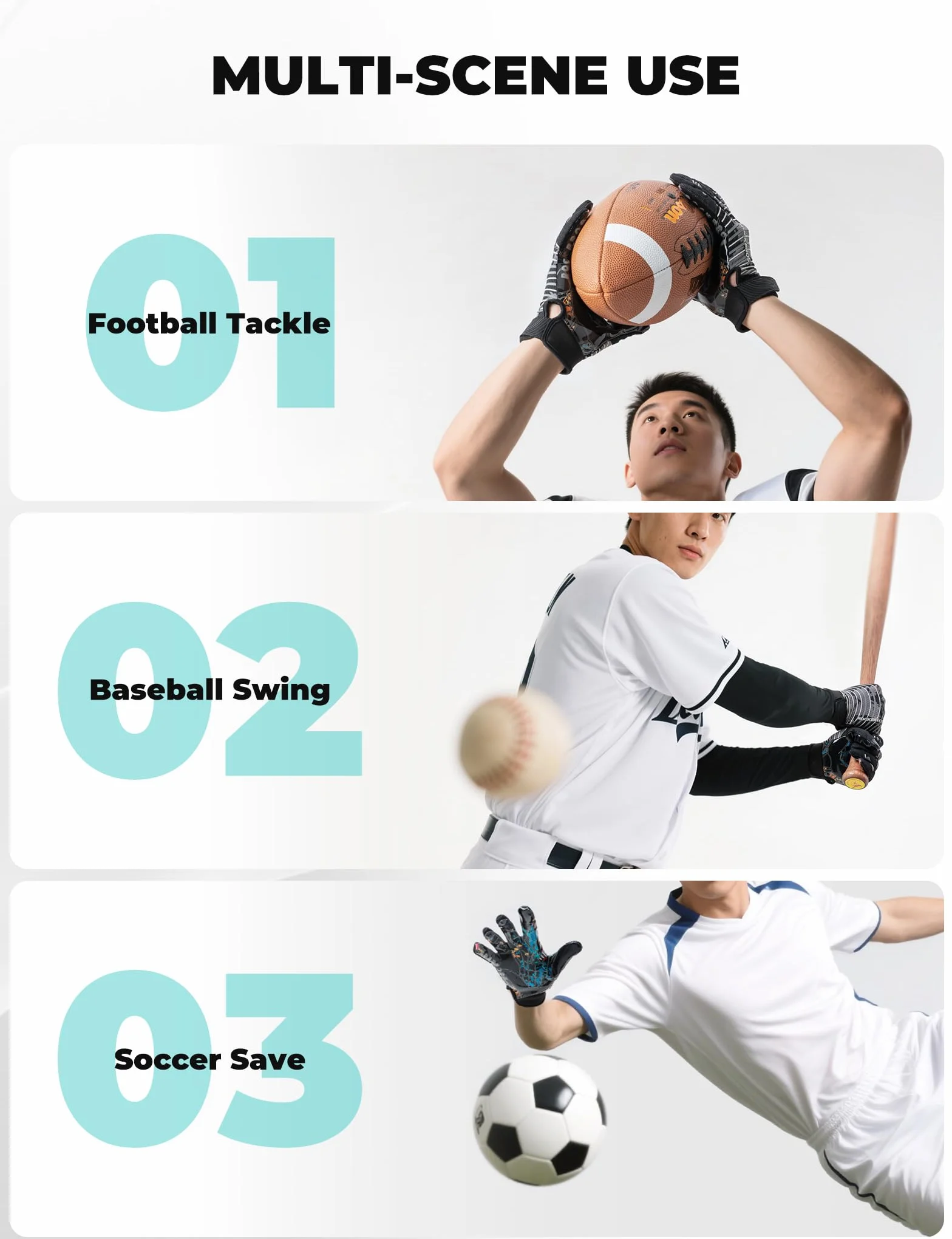 ROCKBROS Guantes de Fútbol Americano para Hombre y Mujer, Antideslizantes, Transpirables y Elásticos, Guantes de Entrenamiento y Recepción para Agarre Seguro en Deportes con Balón y Outdoor