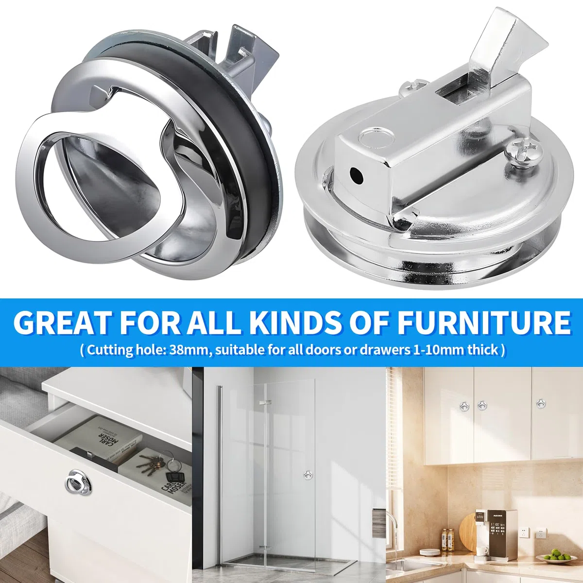 2pcs Trampilla para botes,acero inoxidable tirar de la escotilla Hatch Latch Slam Latch para RV Marine Boat RV Plata