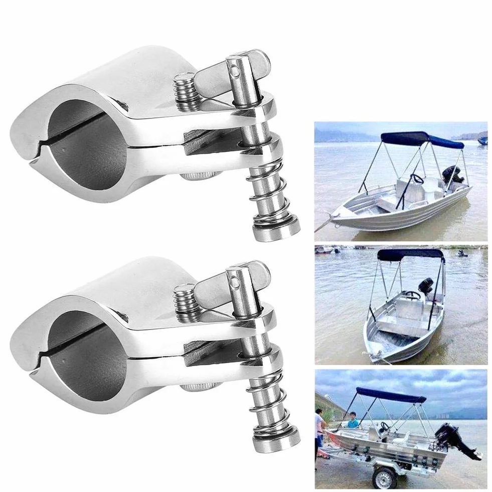 EBTOOLS para soporte bimini para neumático 2 piezas barco articulado mandíbula superior diapositiva de acero inoxidable 316 accesorios de hardware marino punta estilo bimini top bisagra soporte