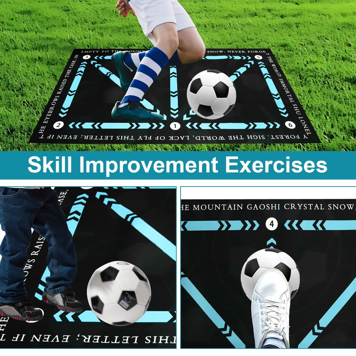 Alfombra Entrenamiento Futbol Antideslizante, 60 x 90 cm, con Cinturón Entrenamiento Futbol para Mejorar las Habilidades de Fútbol