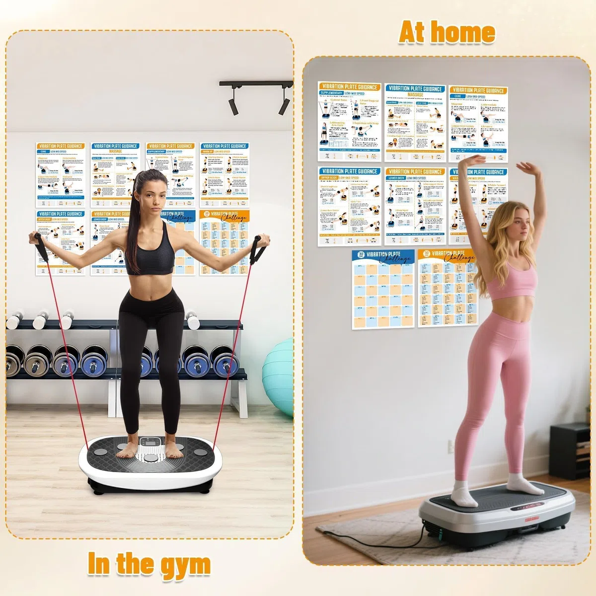 8 placas de vibración, póster de máquina de ejercicio, guía de entrenamiento, 6 plataformas de vibración y 2 planificadores de 30 días, tabla de vibración para todo el cuerpo para gimnasio en casa