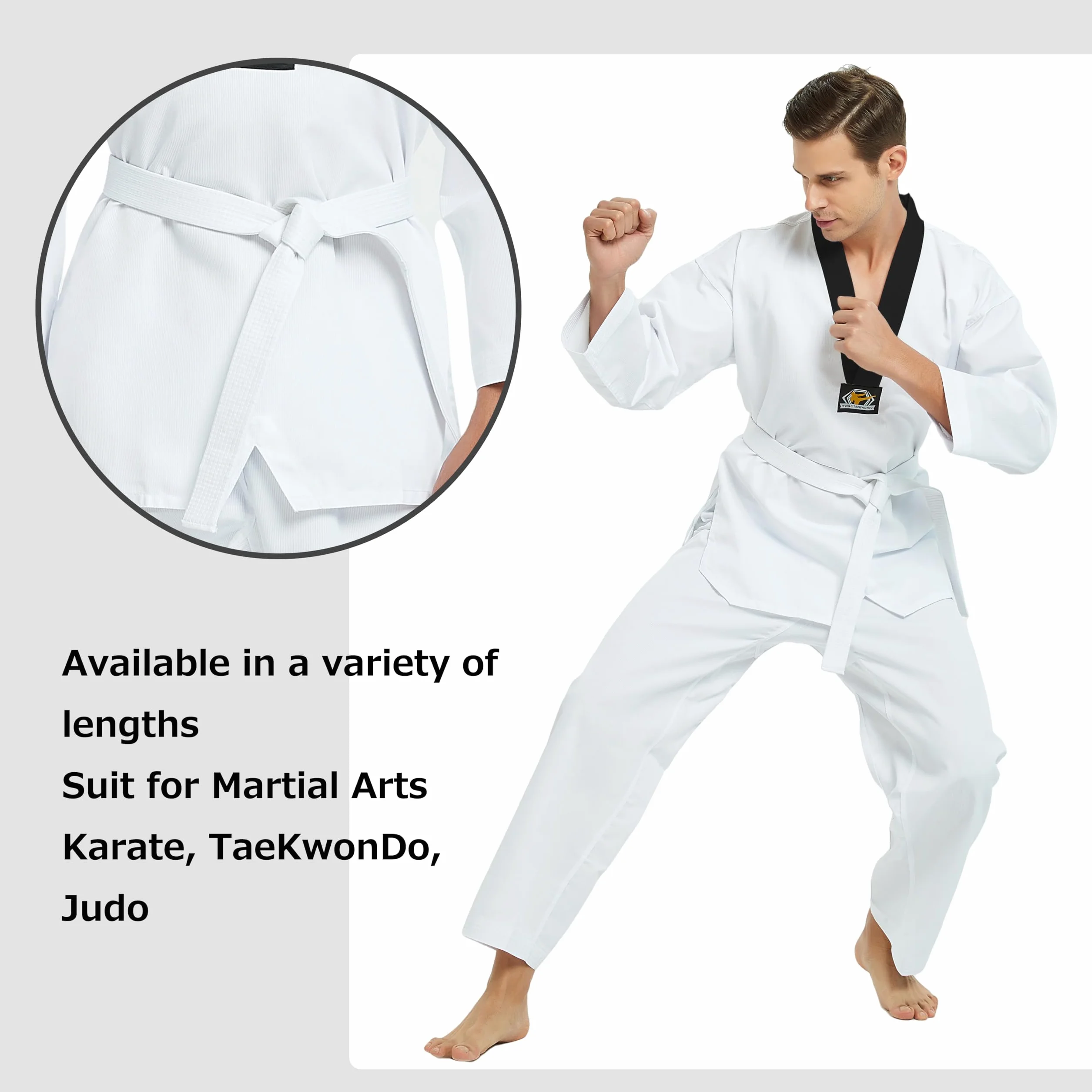 TopTie Cinturón de Taekwondo Karate Personalizado cinturón de Grado sólido de Doble Bolso de Artes Marciales