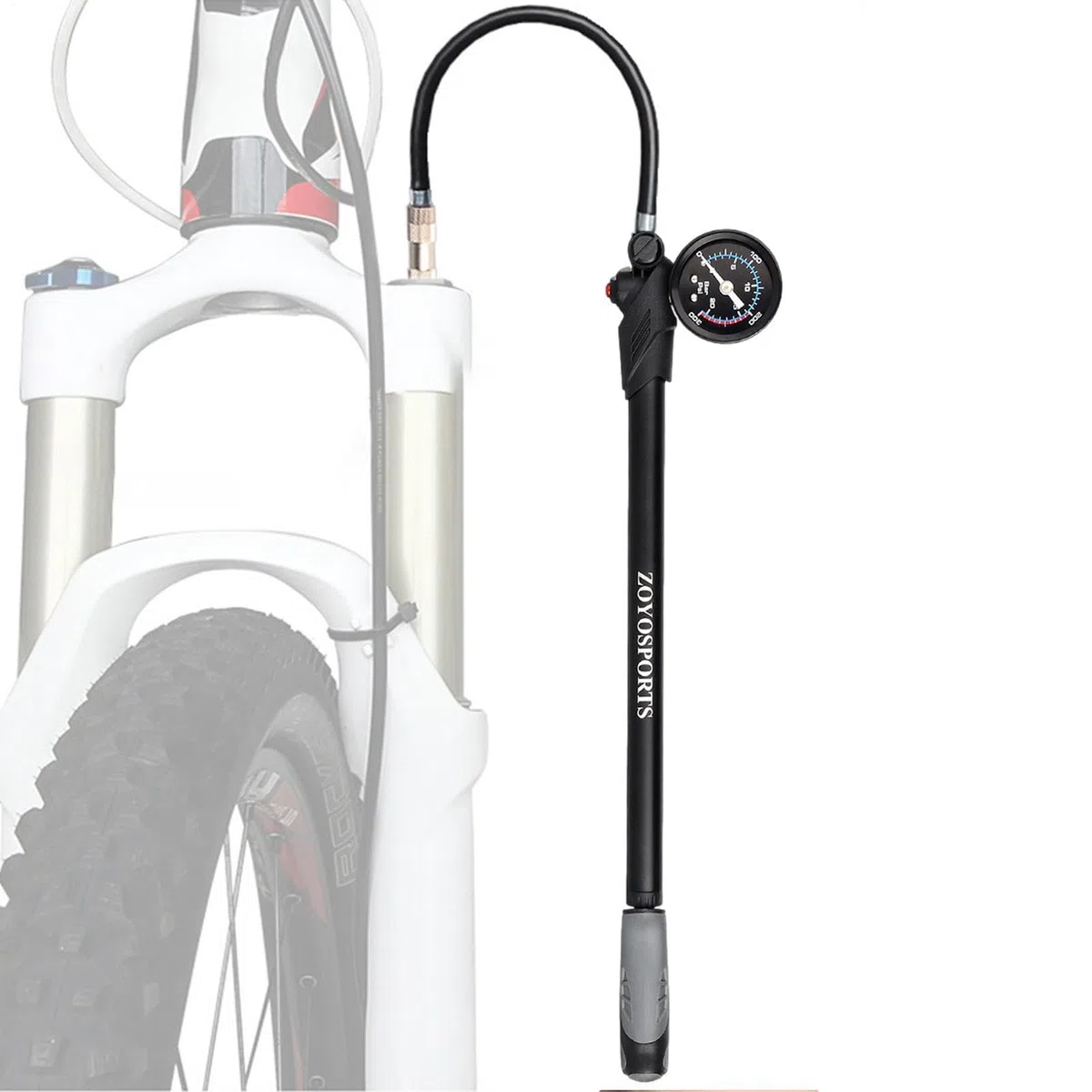 Bombas De Bicicleta De Alta Presión: Inflador De Horquilla De 300 PSI, Cuerpo De Aluminio Duradero con Indicador Preciso Y Control De Purga De Aire | Bomba De Choque Compacta para Bicicletas De Mo