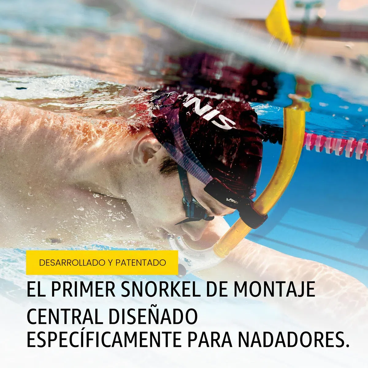 FINIS Esnórquel de Natación original - Juego de Esnórquel Con Montaje Central Ajustable - Boquilla de Silicona y Válvula de Purga - Talla Junior