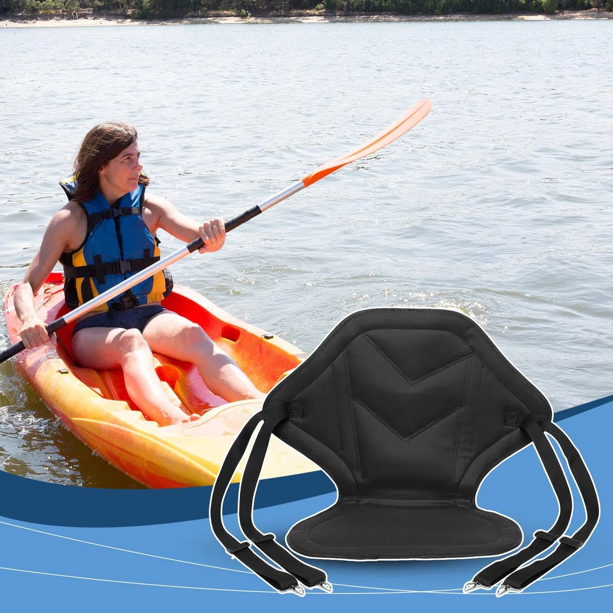 Asientos de Kayac con Respaldo,Funda de Asiento Impermeable - Soportes Portátiles de Reemplazo Ajustables y Acolchados para Adultos en Acampada Playa Exteriores