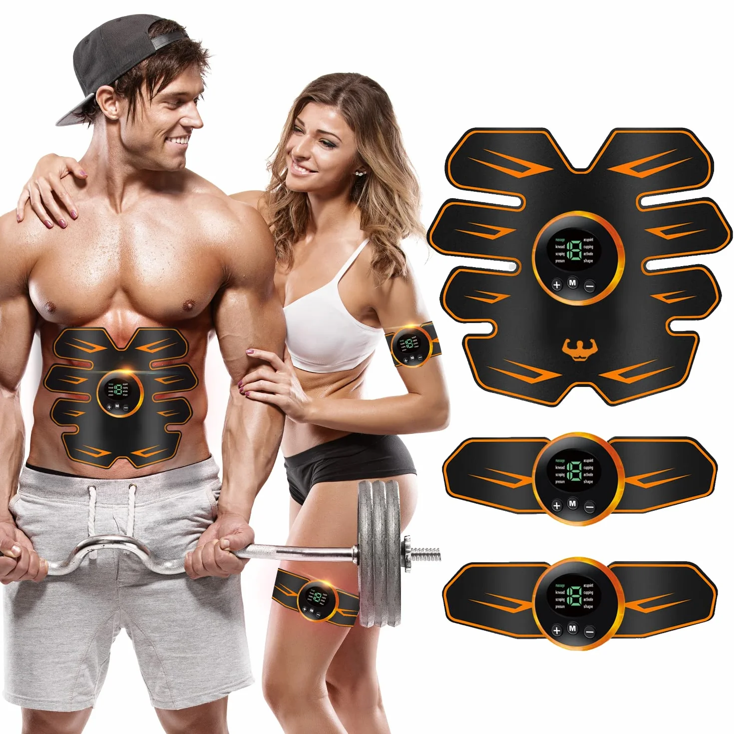 Abdominales Electroestimulacion,ABS Muscular Abdominales Cinturón,Estimulación USB Recargable ABS Estimulador Muscular para Bdomen/Brazo/Piernas/Glúteos,8 Modos & 19 Intensidades